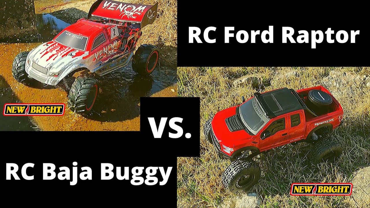 NEW BRIGHT FORD F-150 SVT RAPTOR RC Truck vs VENOM BAJA BUGGY | Remote Control Car
