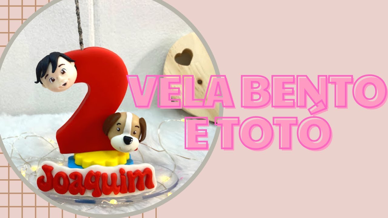 Vela bento e totó em biscuit
