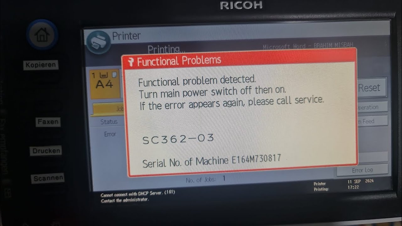 Error Ricoh  Sc362-01/sc362-02/sc362-03/sc362-04  حل مشكلة خطاء الطابعة ريكوا