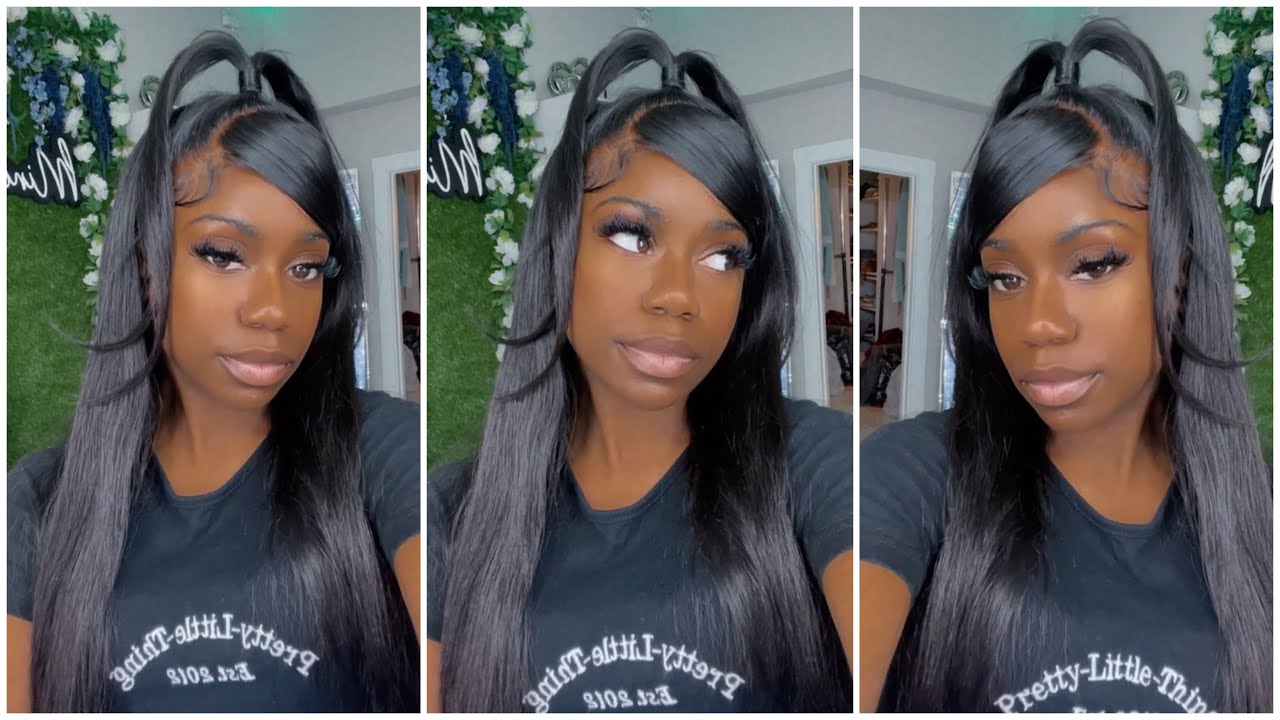 HALF UP - HALF DOWN With Side Swoop Wig Install FT: AMANDA HAIR