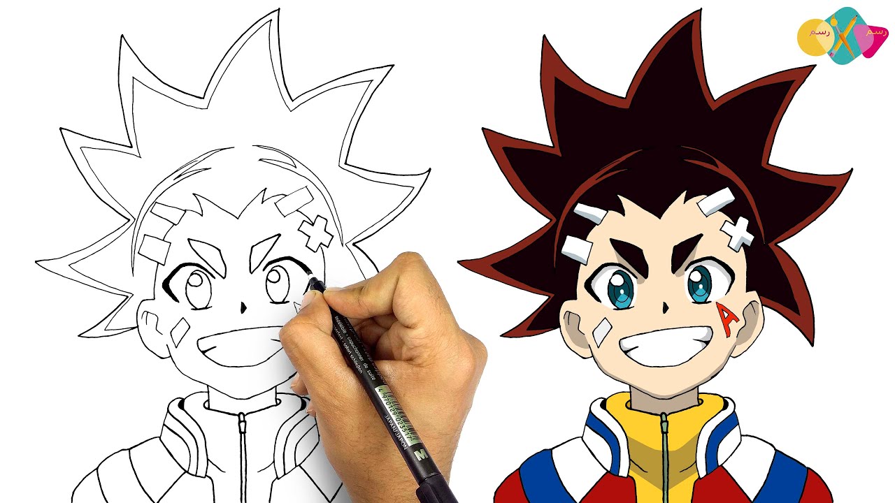 رسم انمي سهل جدا || تعلم رسم اغيد من انمي بي باتل بيرست رايزر || كيف ترسم شخصيات بي باتل