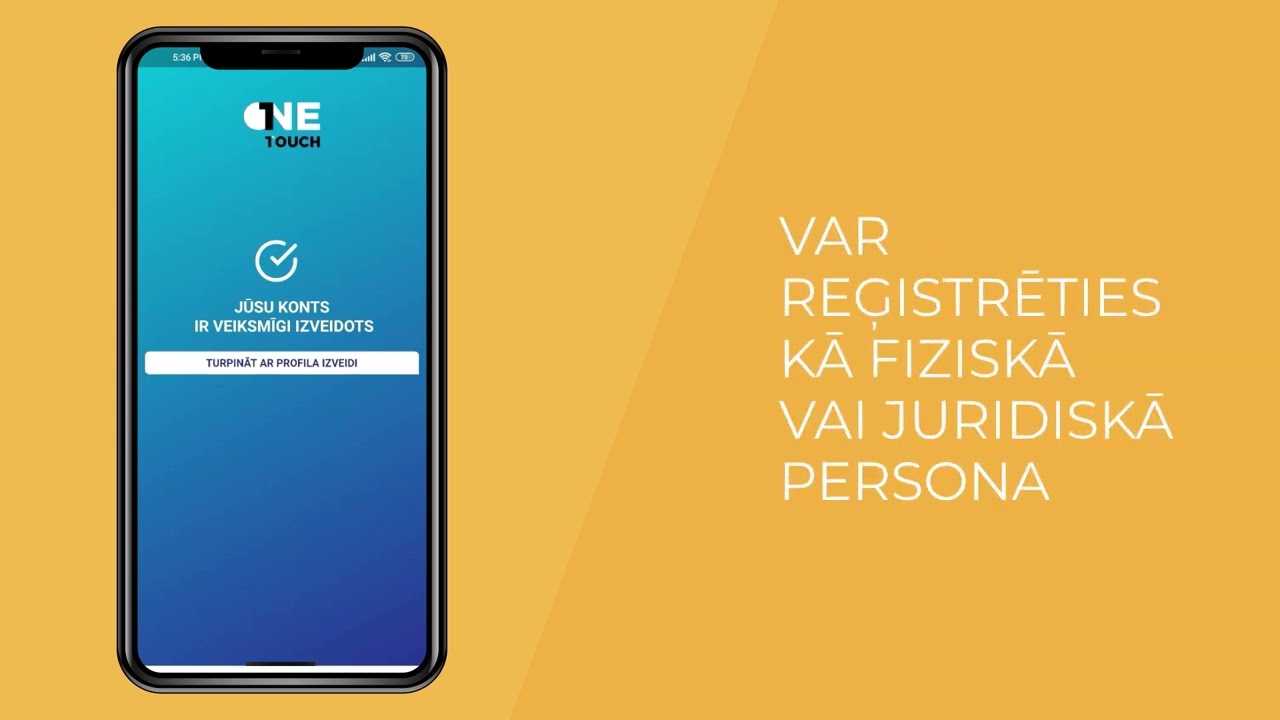 1TOUCH Business &ndash; reģistrācija un profila izveide