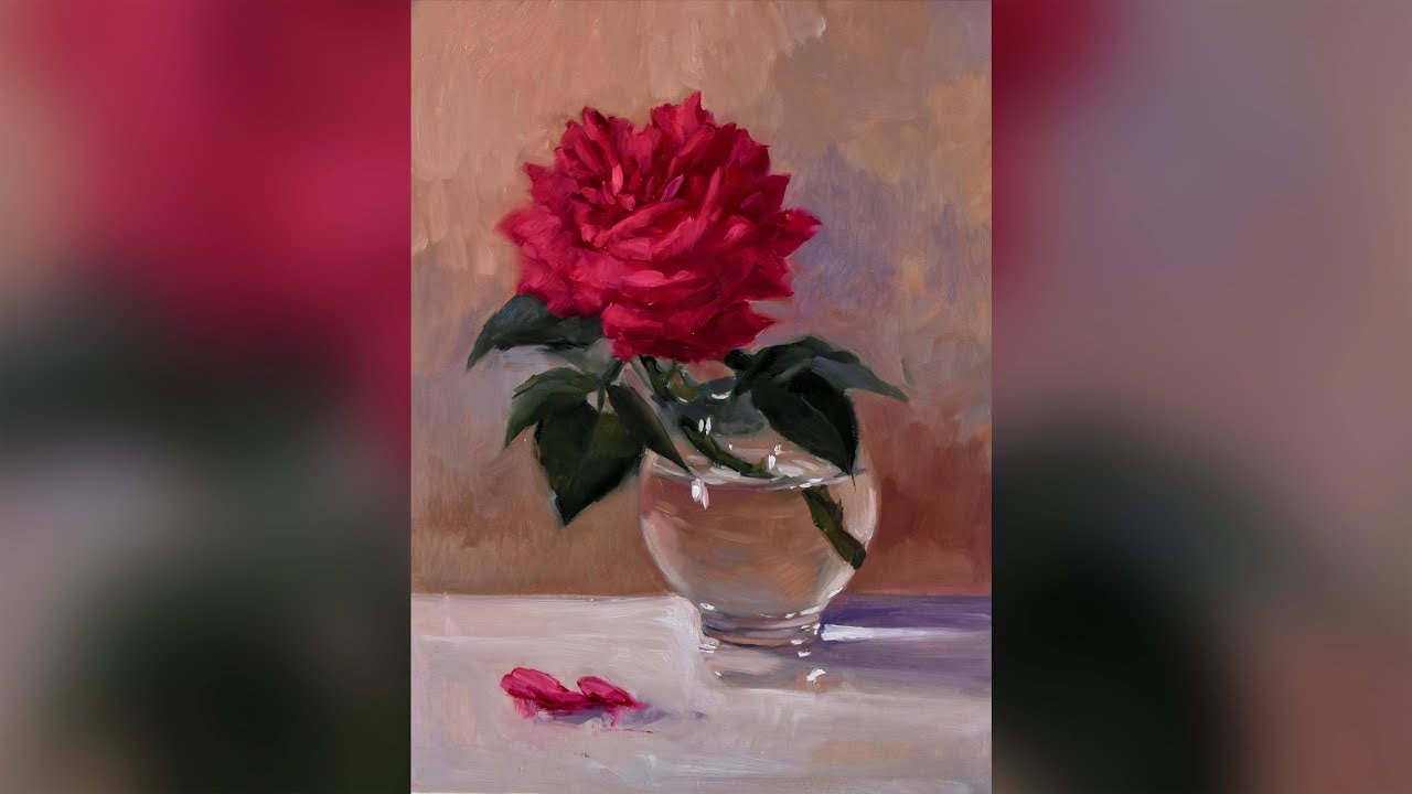 The First Rose - Oil painting Alla Prima - Kristina Guelazonia
