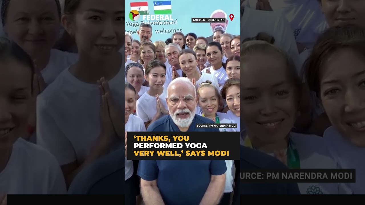 PM Modi joins yoga session with Uzbek youth in Tashkent | #shorts