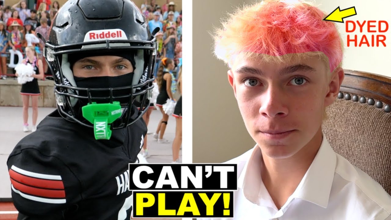 CAN'T PLAY FOOTBALL WITH PINK HAIR AT FIRST HOME GAME!! 🏈😱