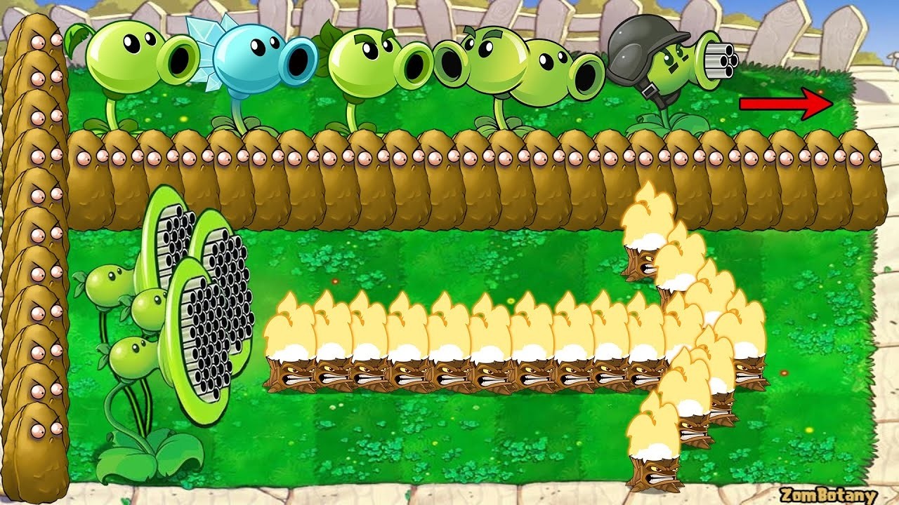 99 Threepeater Vs Team Gatling PEA Vs Giga Gargantuar Vs Dr Zomboss Plants vs Zombies Battlez