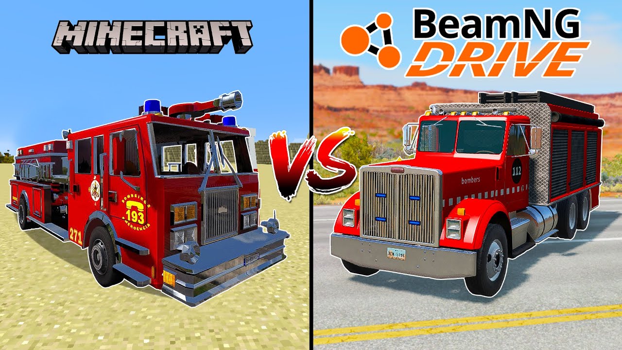 Minecraft Fire Truck VS BeamNG Drive Fire Truck - WHERE IS BEST?