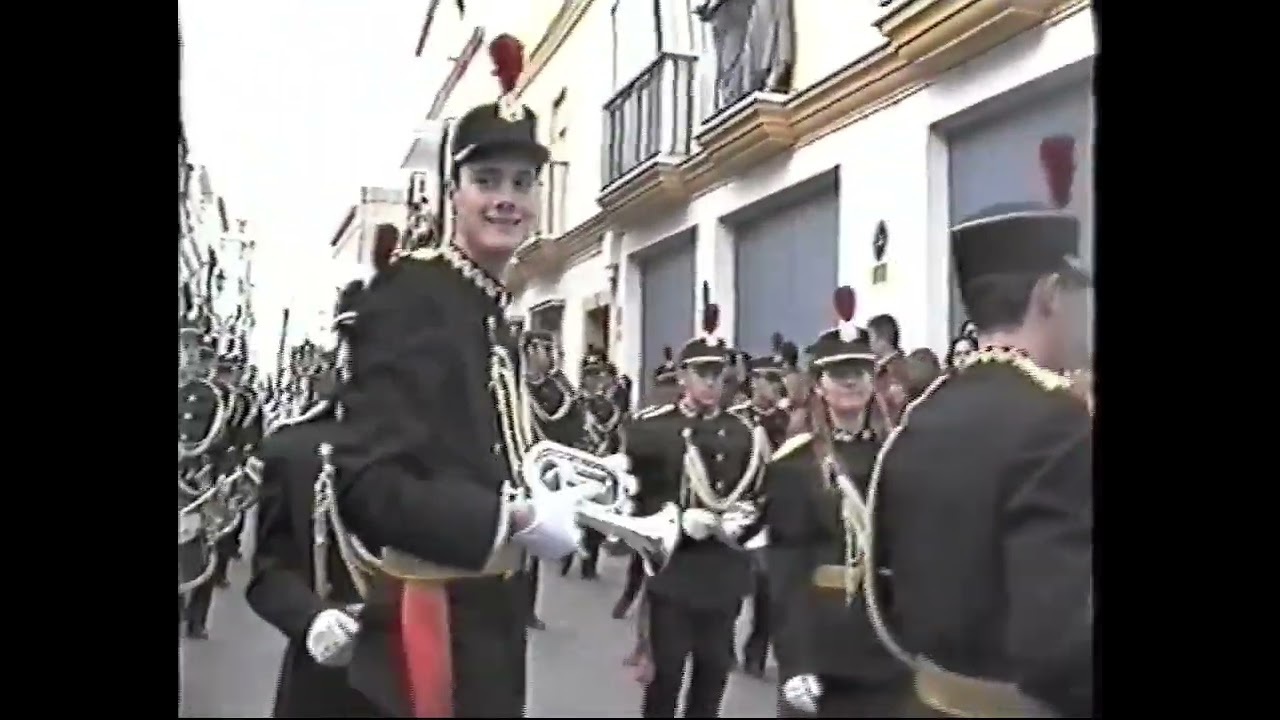 La A.M. ´Maestro Jácome´ de Cádiz, en la Borriquita de la localidad de Puerto Real, 1996.