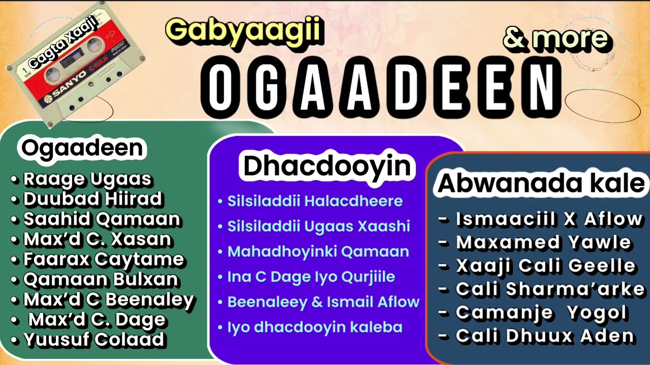 Ogaadeen: Gabyaagii Ogaadeen & suugaantoodii qaar ka mid ah + Abwaanno culus oo kale.