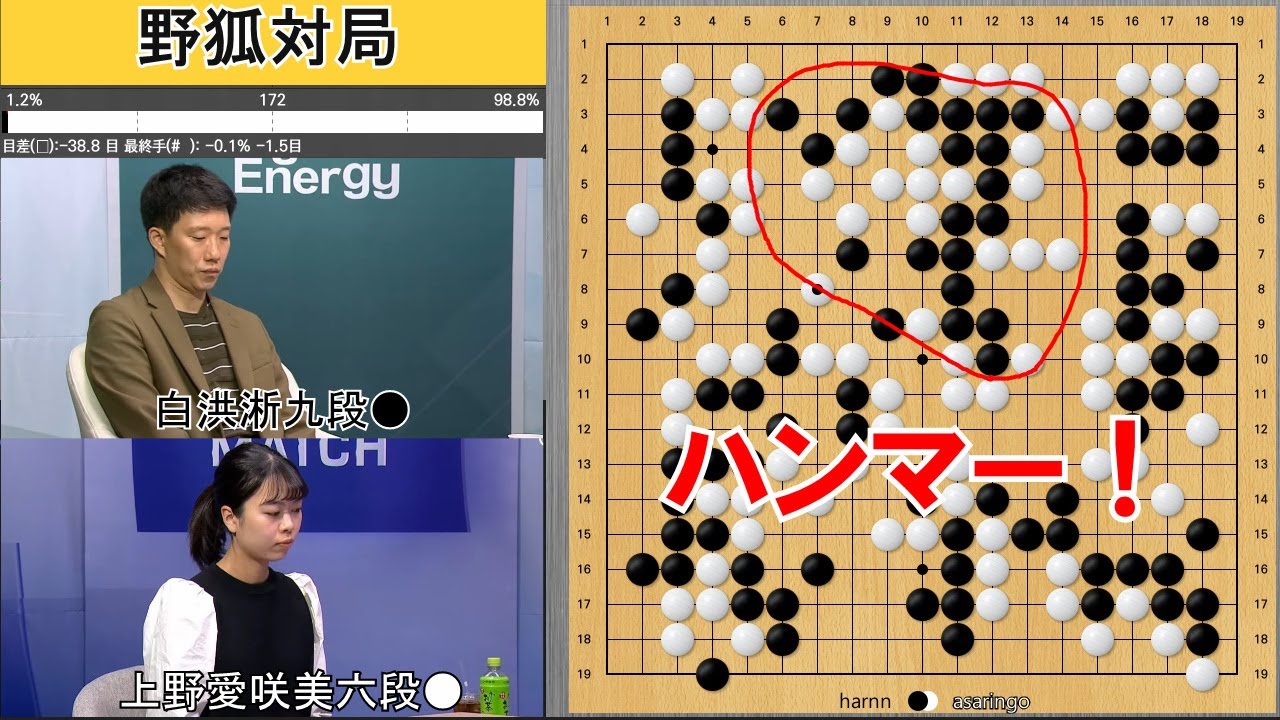【野狐対局】日韓ビッグマッチ！上野愛咲美六段VS白洪淅九段