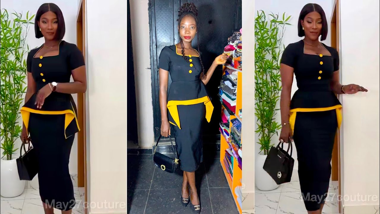 How to draft and cut this stylish cooperate gown with extended peplum... Part one #beginnermethod
