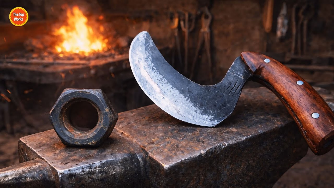 Making a Fantasy Kitchen Kinfe from an old Hex Nut | Handmade Full Process