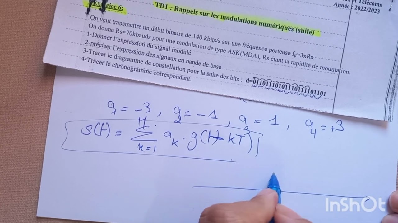 TD N°01 : exercice 06, CNA, rappels sur les modulations numériques, communication numérique avancée