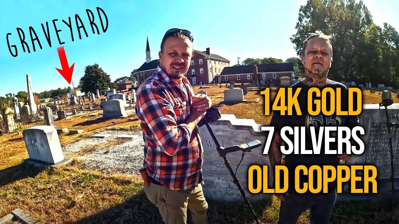 Metal Detecting In A GRAVEYARD, 7 SILVERS, OLD US COPPER, & 14k GOLD!