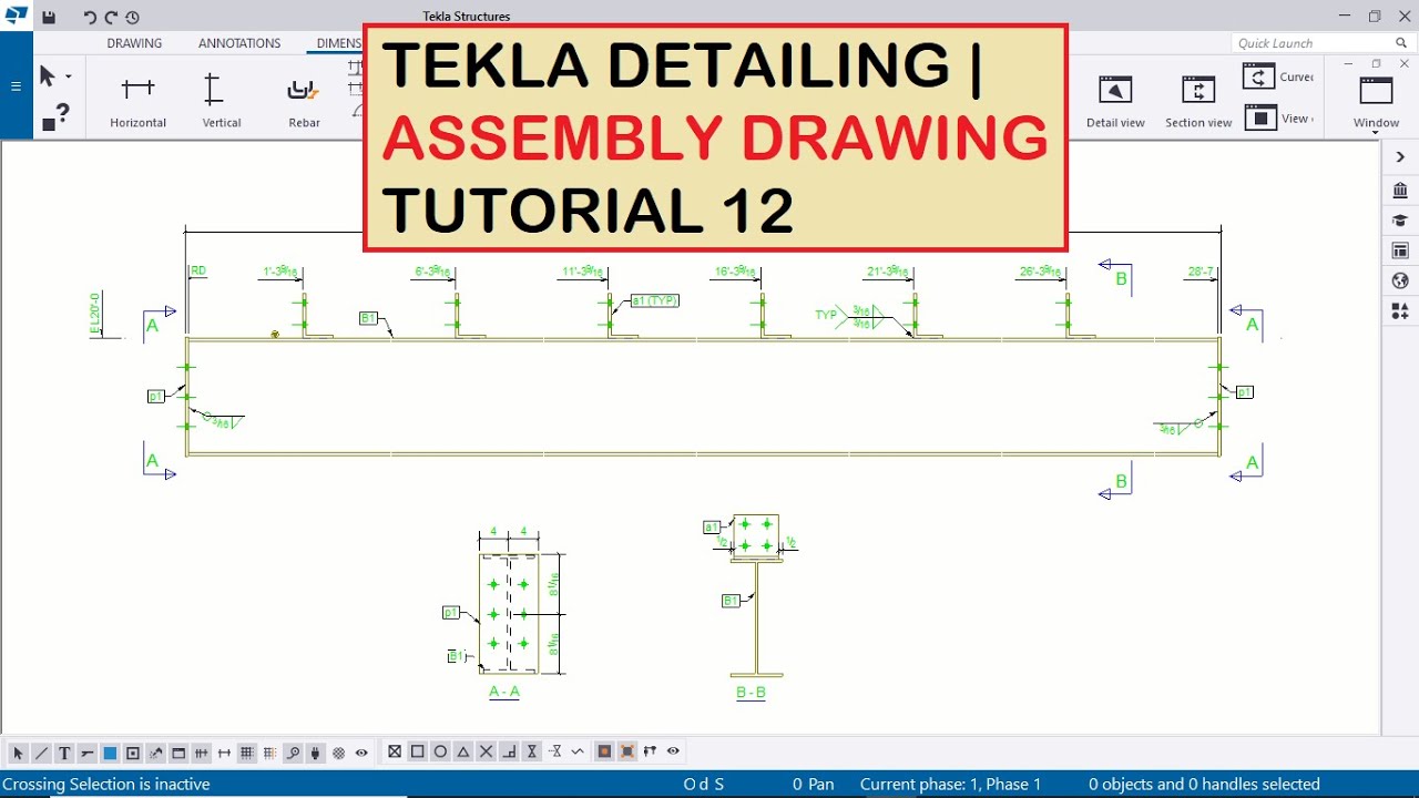 Tekla Detailing | Assembly Drawing Tutorial 12