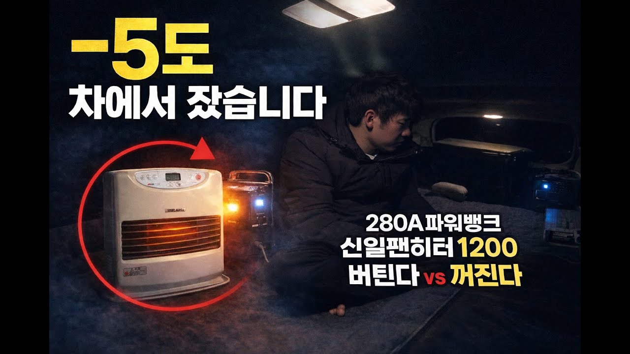 영하 -5도 차에서 잤습니다 | 신일 팬히터 1200 +280A 파워뱅크