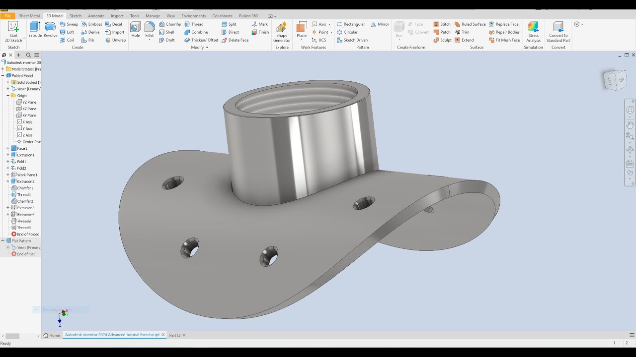 Autodesk Inventor 2024 Расширенное руководство Упражнение 9 Изогнутая круглая пластина