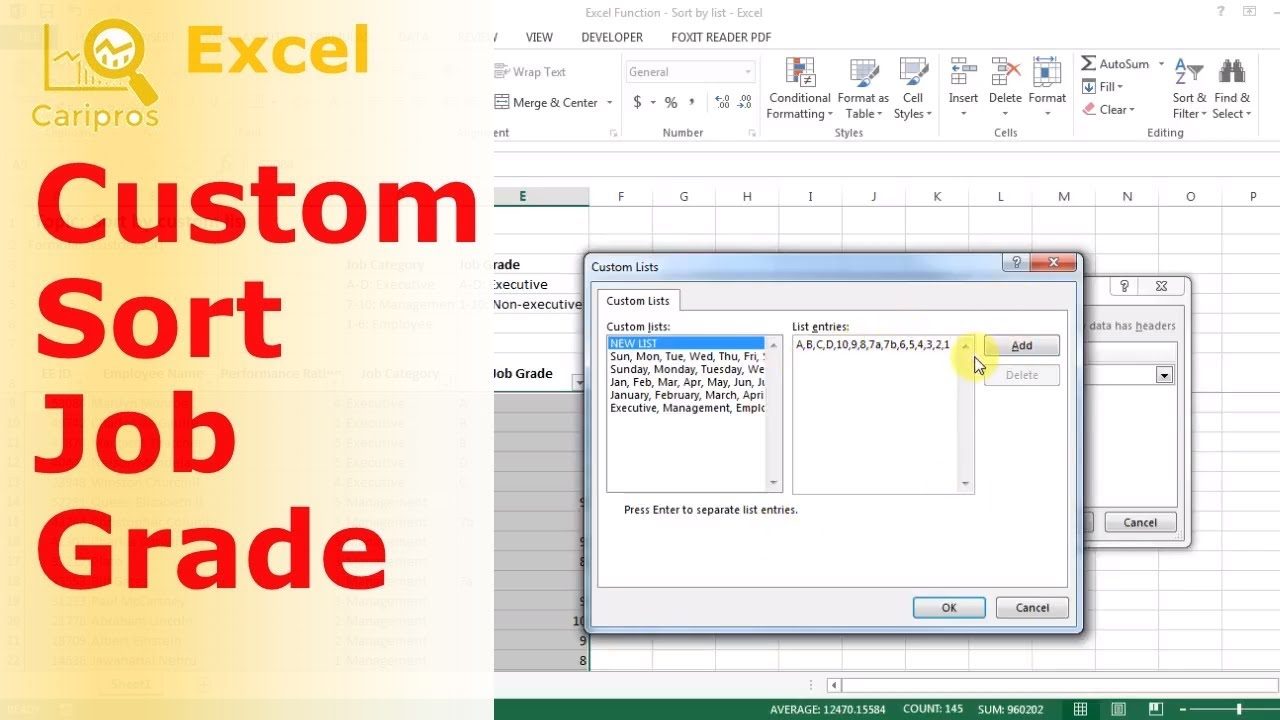 Excel for HR: Custom Sort in Excel: Sort your Job Grade