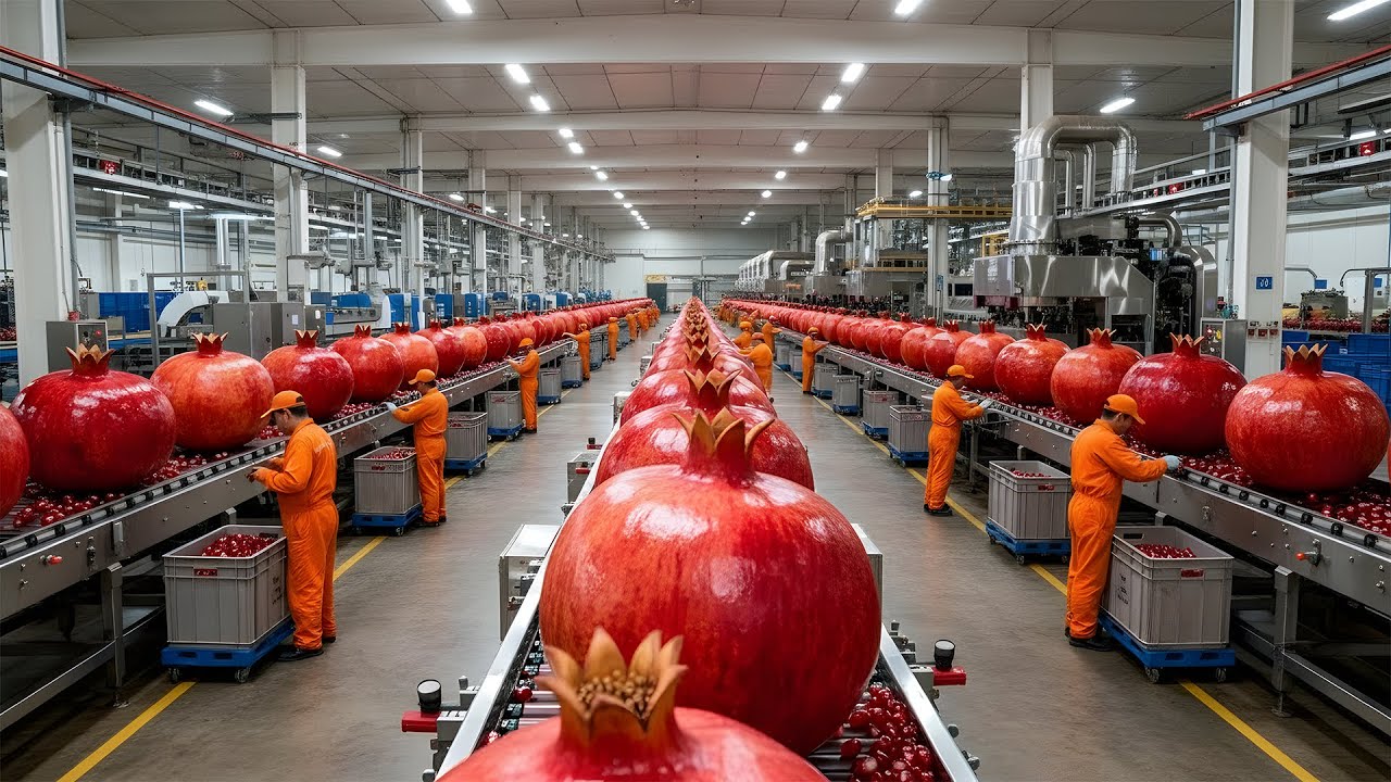 Inside a Modern Pomegranate Factory From Raw Pomegranates to Bottled Premium Juice Full Process