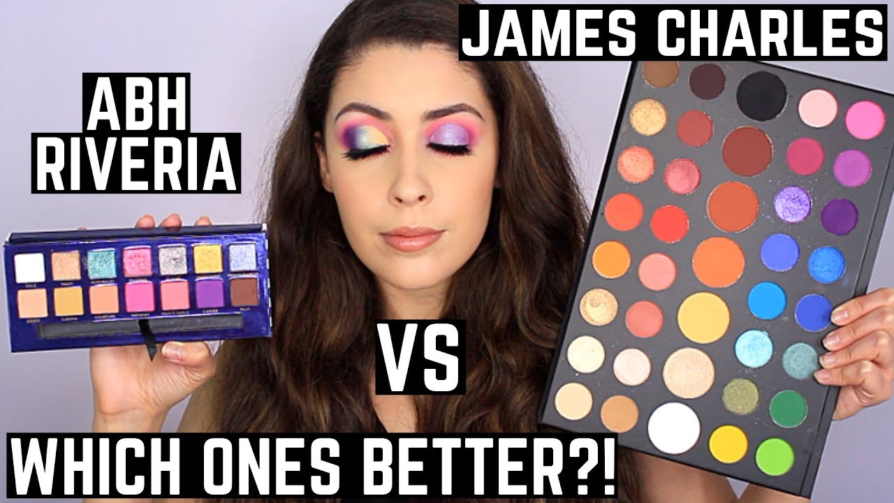Comparison of ABH Riviera Palette VS The James Charles x Morphe Palette |Swatches Eyeshadow tutorial