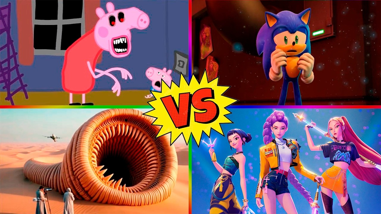 PEPPA PIG.EXE 🆚 Sonic 🆚 Kpop demon hunter 🆚 Erosion Worm 🎵Who is win? Tiles Hop EDM Rush