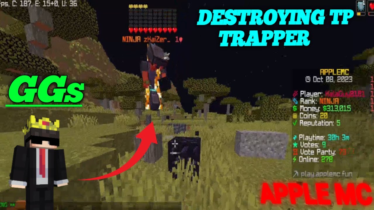 DESTROYING TP TRAPPERS IN BANANA REALM 🍌 | APPLE MC 🍎 | BANANA REALM | CPVP KING | #applemc #banana
