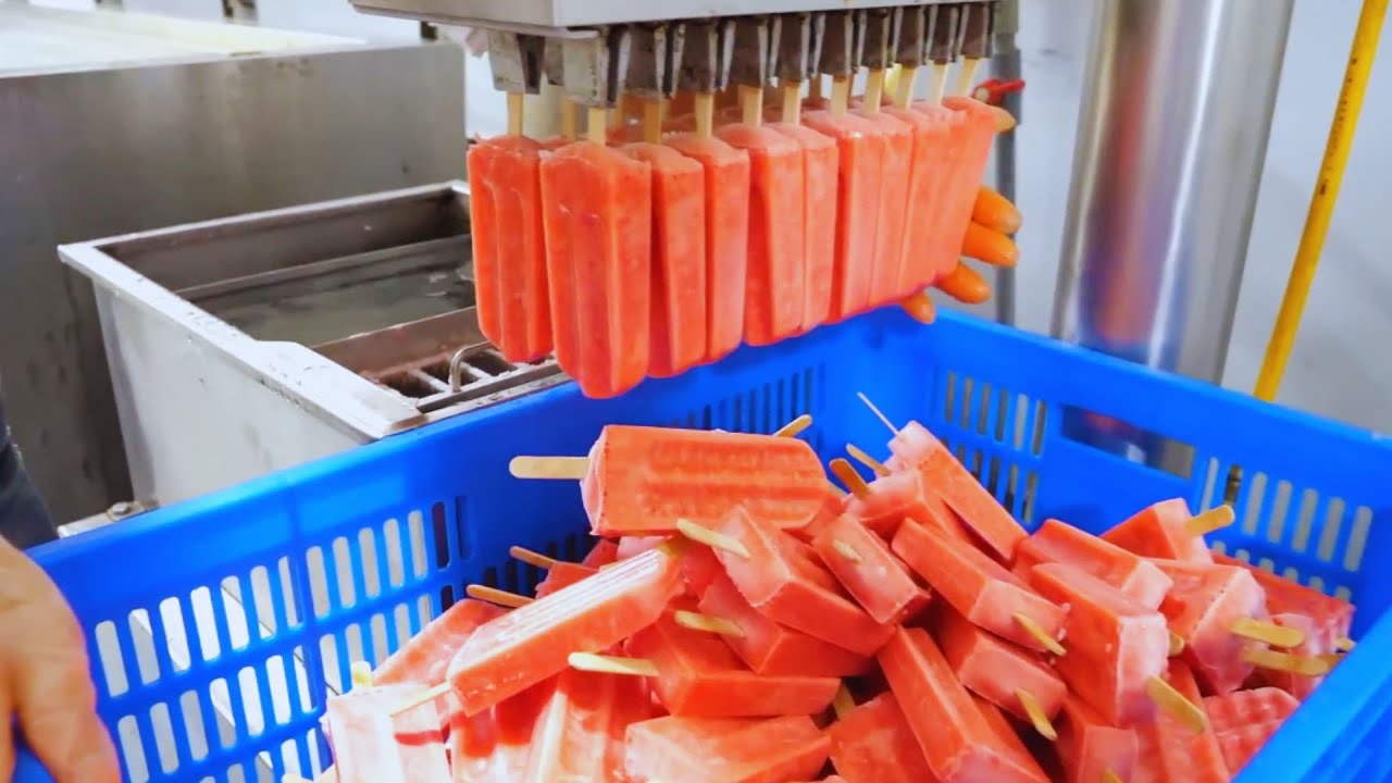 How is made Watermelon Popsicle in Factory? Amazing Taiwanese Food!