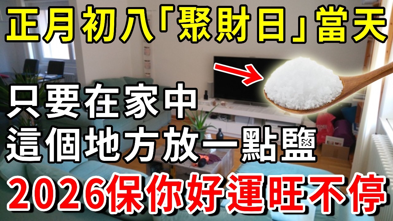 2月24號正月初八“聚財日”，只要在家中這個地方放一點鹽，2026保你好運旺不停！初八“出年關”，5個禁忌也不能犯，快來看看#正月初八 #聚財日 #春節習俗
