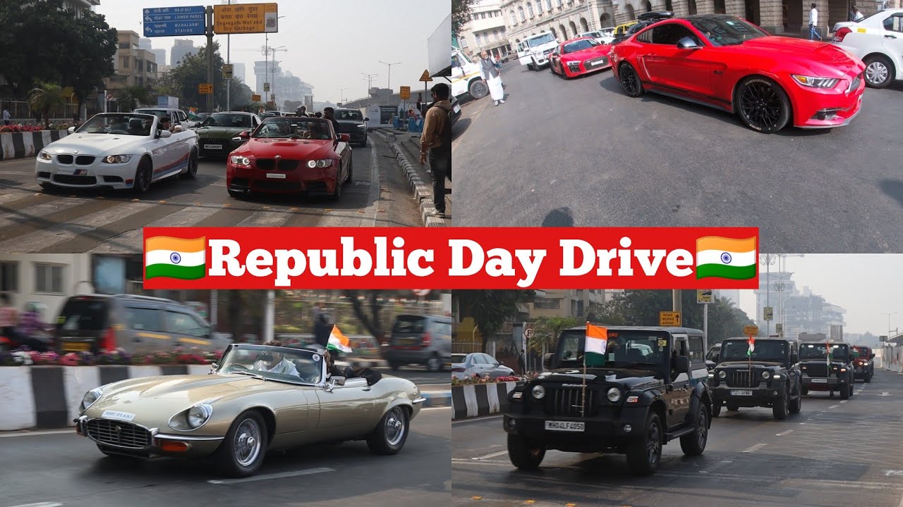 26 Jan 2023 Republic Day Drive 🇮🇳 Part 1 | Crazy Line up of Supercars & Vintagecars  | Mumbai, India