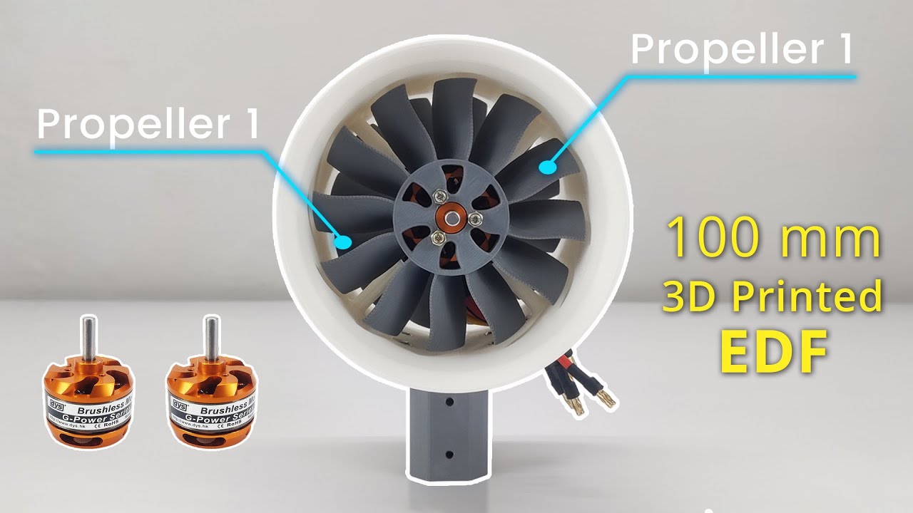 Dual Propeller 3D printed 100 mm Electric Ducted Fan | 1700 KV Motor | Part 2
