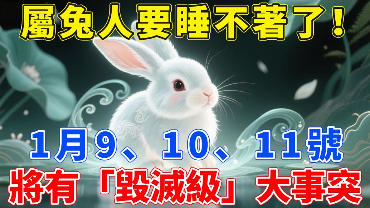 屬兔人要睡不著了！1月9、10、11號，將有「毀滅級」大事突襲，再不知道就來不及了！【生肖梵音】#生肖 #運勢 #風水 #財運#命理
