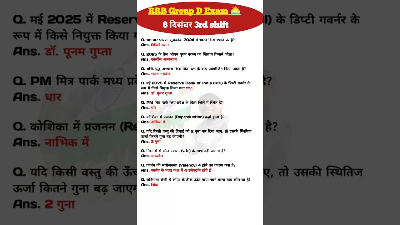 Group D 8 दिसंबर 3rd Shift | Group D question paper | Railway GROUP D Exam Analysis 2025| #rrbgroupd
