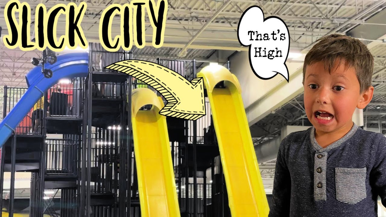 I took on a 30 ft slide. Slick City *SCARY*