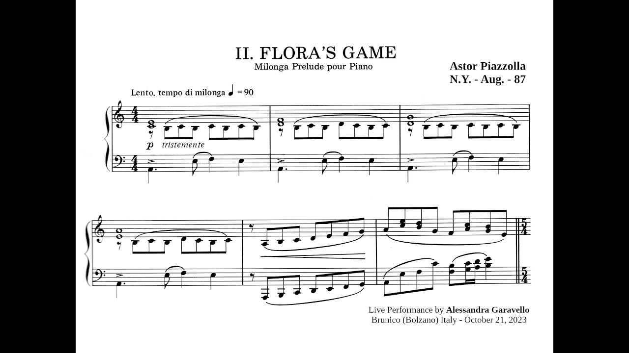Astor Piazzolla - Prelude Flora's game ~ Alessandra Garavello piano