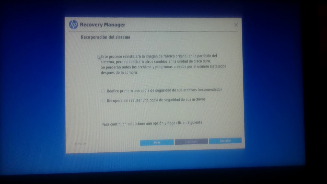 Recovery Manager HP notebook 14-am094la