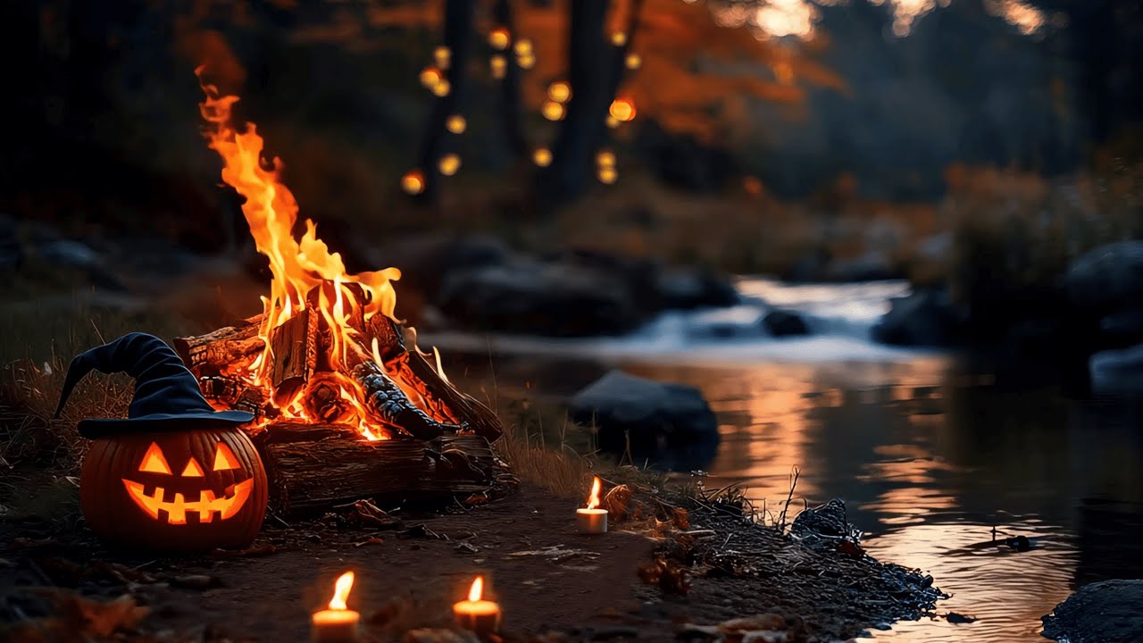 Enchanted Halloween Forest Ambience 👻 With Relaxing Nature Sounds ASMR 🌲✨