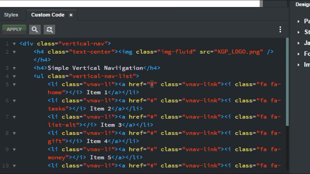 Manipulating Vertical Menus in Bootstrap Studio