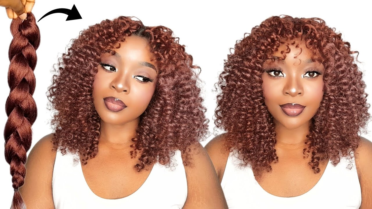 OMG😱 Curly Crochet Wig Using Braiding Hair Extension| crochet wig on a budget