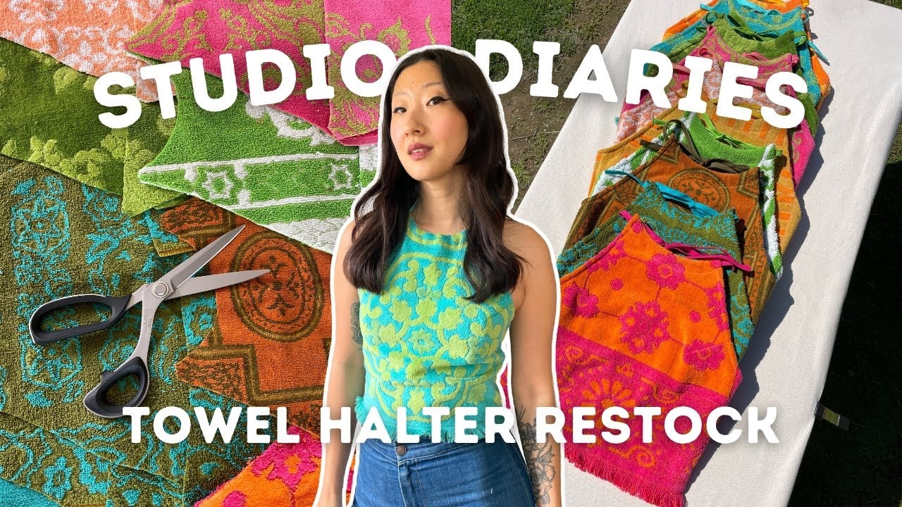 Studio Diaries: Sewing & Restocking Vintage Towel Halter Tops + My Latest Flea Market Finds!