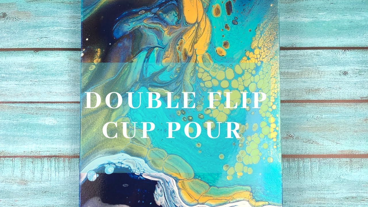 Double Flip Cup Acrylic Pour Layered Differently Makes for Interesting Composition