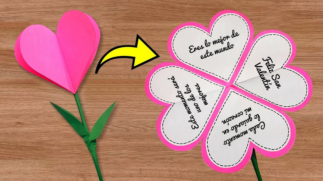 Tarjeta corazón plegable hecha a mano para San Valentín💖😘Valentine's Day card idea | 14 de Febrero