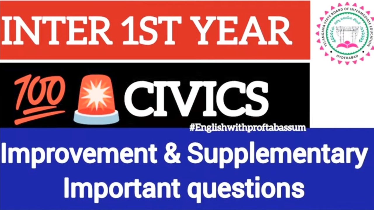 TS INTER 1ST YEAR CIVICS ||🔥IMPORTANT QUESTIONS 2025 || ✅SUPPLEMENTARY & ☑️IMPROVEMENT EXAM