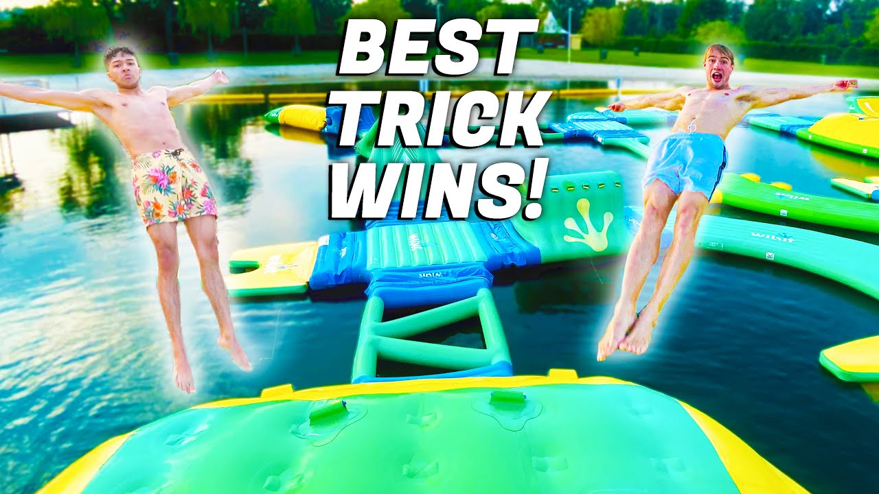 INSANE TRICKS ON HUGE WATER TRAMPOLINE PARK!