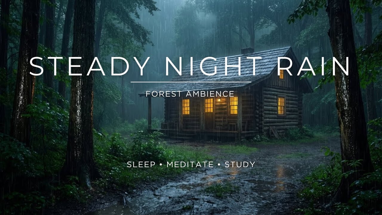 Constant Rain Sounds | Outside Wood Cabin | Insomnia Relief & Study | No Ads