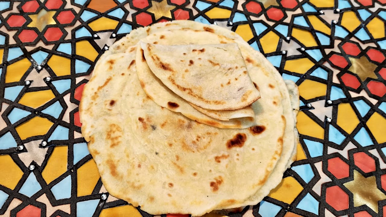 نان فوری  بدون ورز دادن، Flatbread, No yeas, No kneed, نان لواش ملاقه ای بدون خمیر مایع بدون استراحت