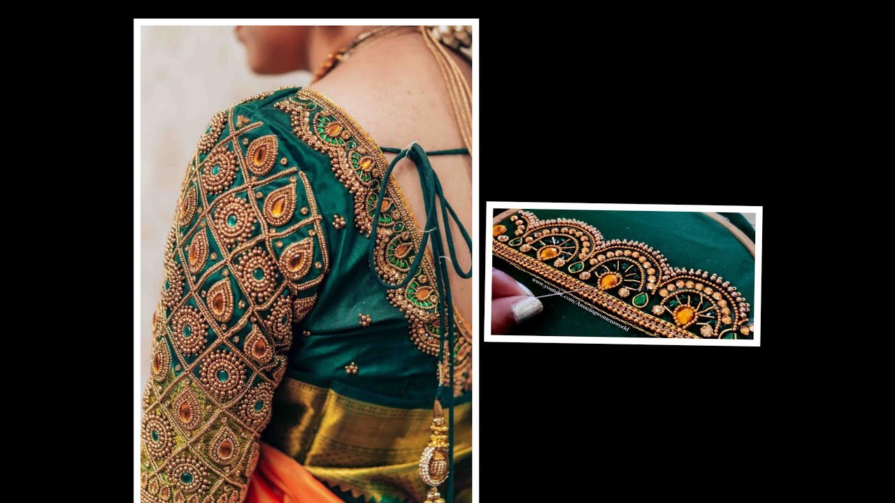 Most Beautiful Heavy Work Bridal Blouse Design with Normal Stitching Needle- Aari/Maggam work