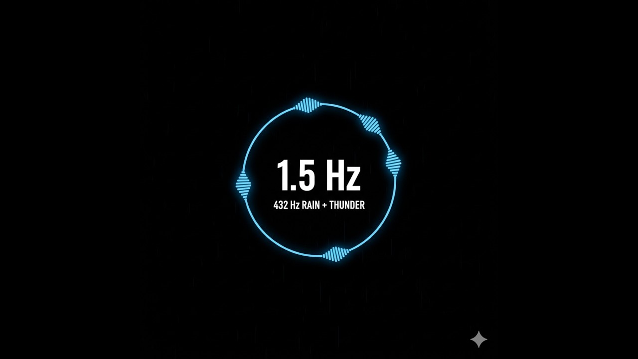 8 Hours 1.5 Hz Delta Waves + 432 Hz Deep Sleep Rain | Distant Thunder | Black Screen