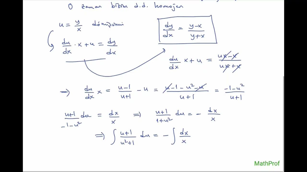 Diferansiyel Denklemler, Homojen(Homogeneous) Dif  Denk  Alış  Çöz