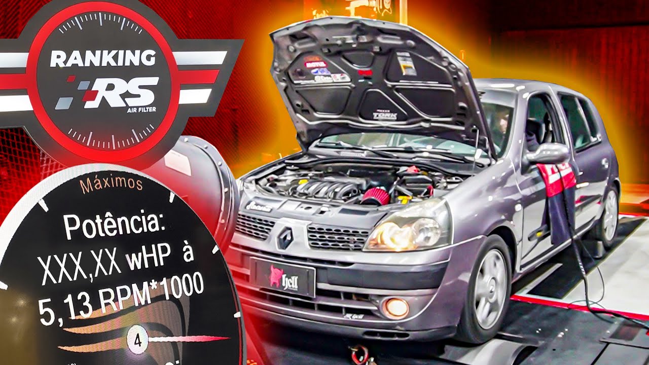 Intake e Filtro Conico RS no Clio 1.6 K4M no Dinamometro