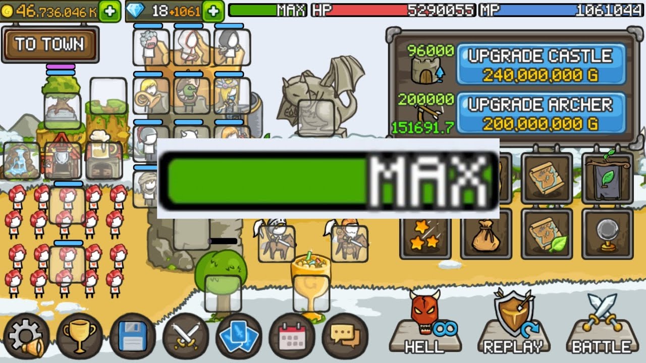Grow Castle - Reached Maxed Exp of 10 Trillion then Spend